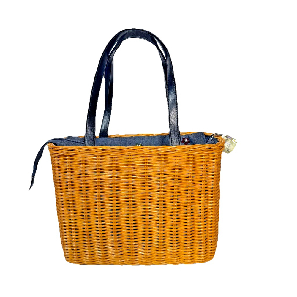 Jeanne Lottie Vintage Woven Rattan Bag with Top Handles - Picture 3 of 12